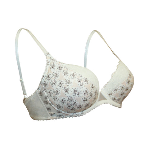 Women's floral pattern Push up Bra Ivory color (4565-2691)