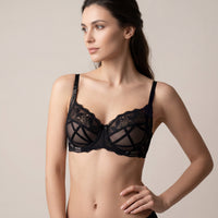 Black Geometric Soft Cup Bra (6276-1191)