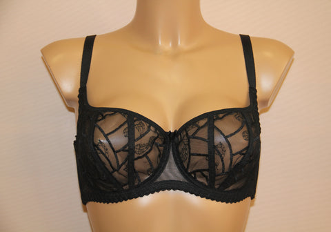 Black color lace soft cup bra (6790-1916)