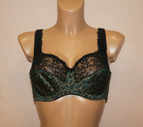 Women's Green color Soft cup Bra with cup's side support, beautiful pattern (8292-3277/11)