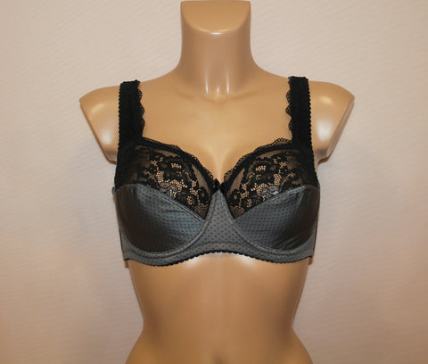 Women's Grey color Soft cup Bra with cup's side support, floral pattern (8292-3277/7)