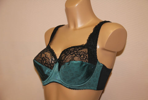 Women's Green color Soft cup Bra with cup's side support, beautiful pattern (8292-3277/9)