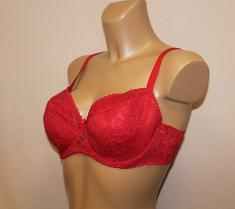 Women's Half padded Red color Lace Bra (9860-1993)