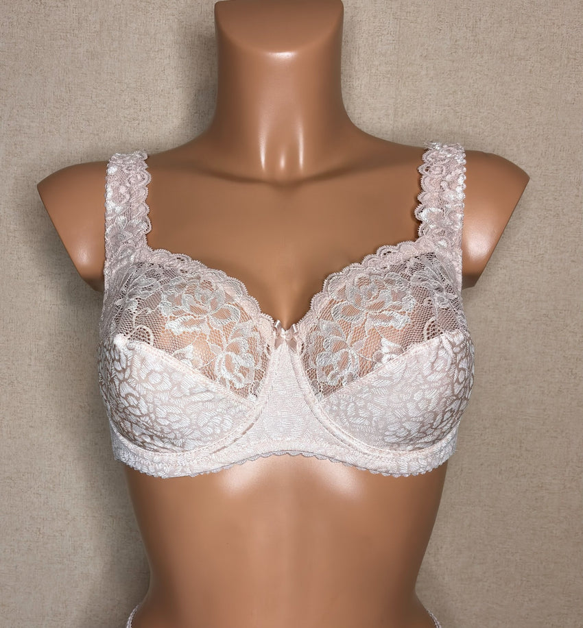 Women's Light beige color Soft cup Bra with cup's side support, floral pattern (8292-3277/2)