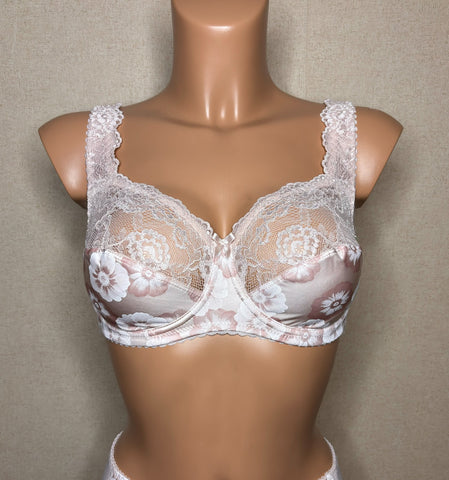 Women's Light beige color Soft cup Bra with cup's side support, floral pattern (8292-3277/1)