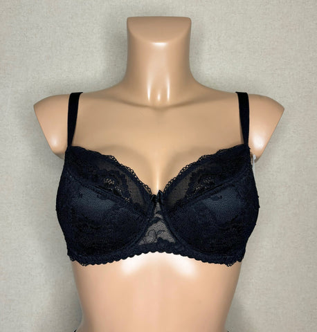 Women's Half padded Black color Lace Bra (9860-7014)