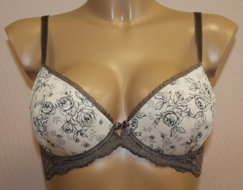 Women's Light beige Push up Bra with floral pattern, size 75C (1206-7)