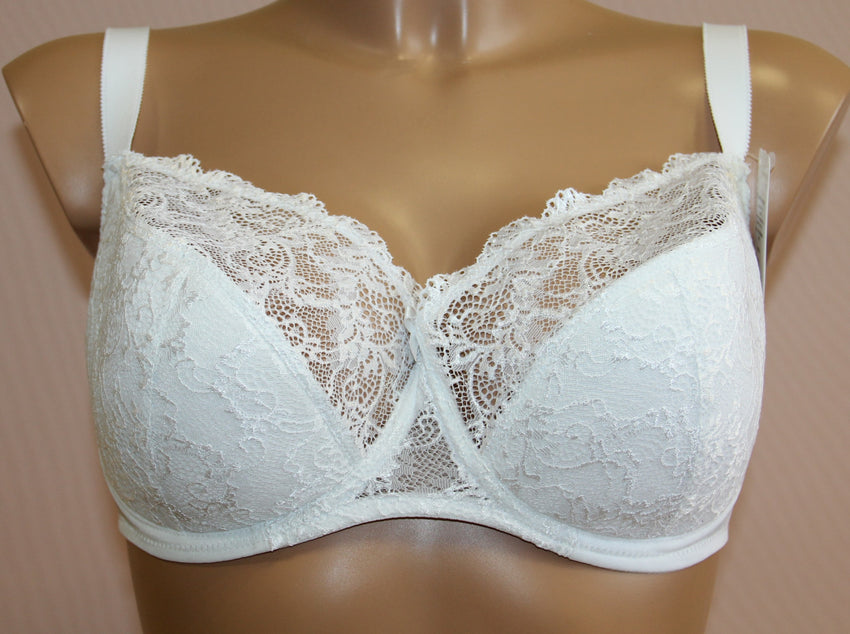 Women's Half padded White color floral lace Bra , size 80F (157-1)