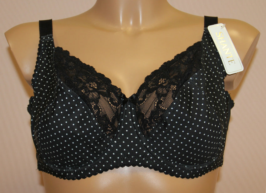 Women's Black color and dot pattern Soft Cup Bra, size 90E (160-2)