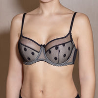 Half padded bra with underwire.