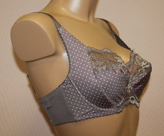 Women's Grey color Soft Cup polka dots Bra with padded cup's side support, size 75D (6276-1561)