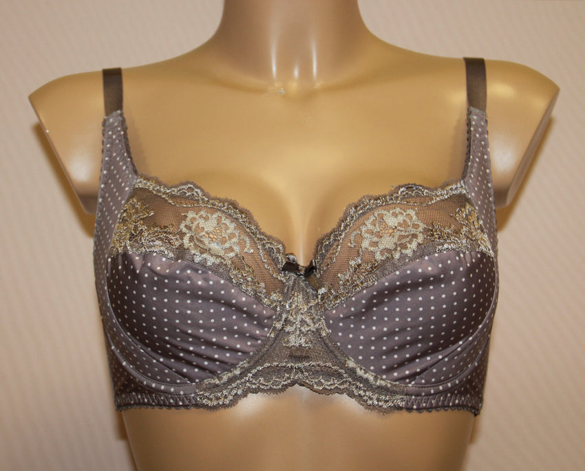 Women's Grey color Soft Cup polka dots Bra with padded cup's side support, size 75D (6276-1561)