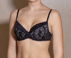 Women's Black color Push up Bra, with pattern (6851-x13-1)