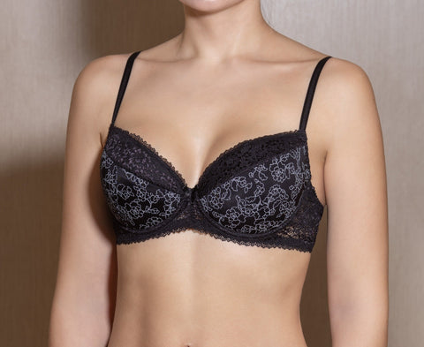 Women's Black color Push up Bra, with pattern (6851-x13-7)