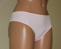 A light rose coloured women's thong underwear.