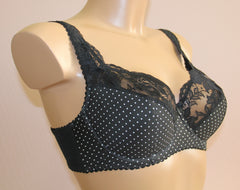 Women's Half padded Black color dot pattern Bra, size 75C (8365-2248)