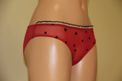 Women's Red middle rise Panties with heart, size 38 (102)