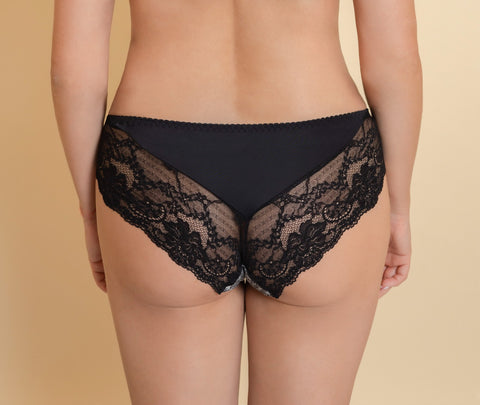 Women's Black/White color Panties with floral pattern (114-0013)
