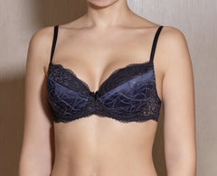 Women's Blue color Push up Bra, with pattern (6851-x13-9)