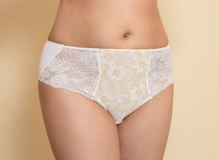 Women's Floral design Panties in Ivory color (154-2746)